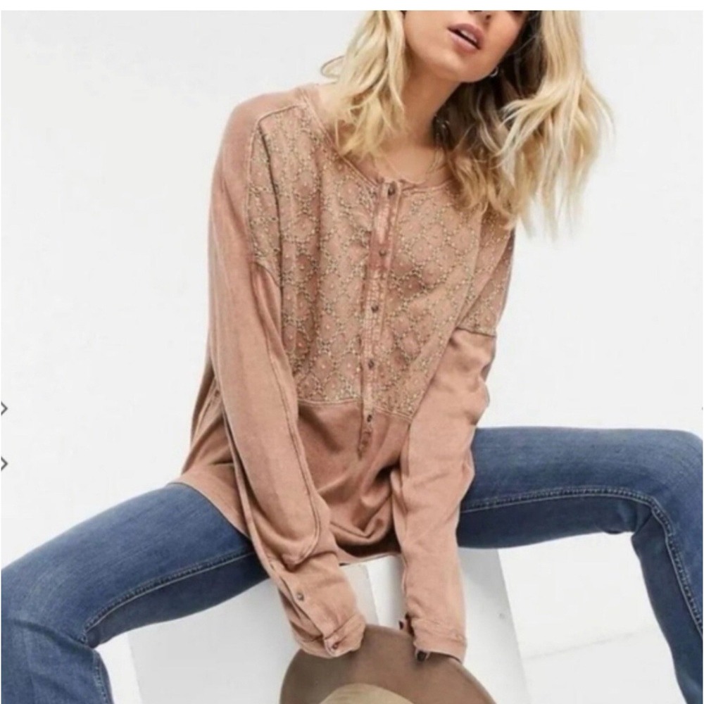 Free People We The Free Free‎ Spirit High Low Henley Shirt